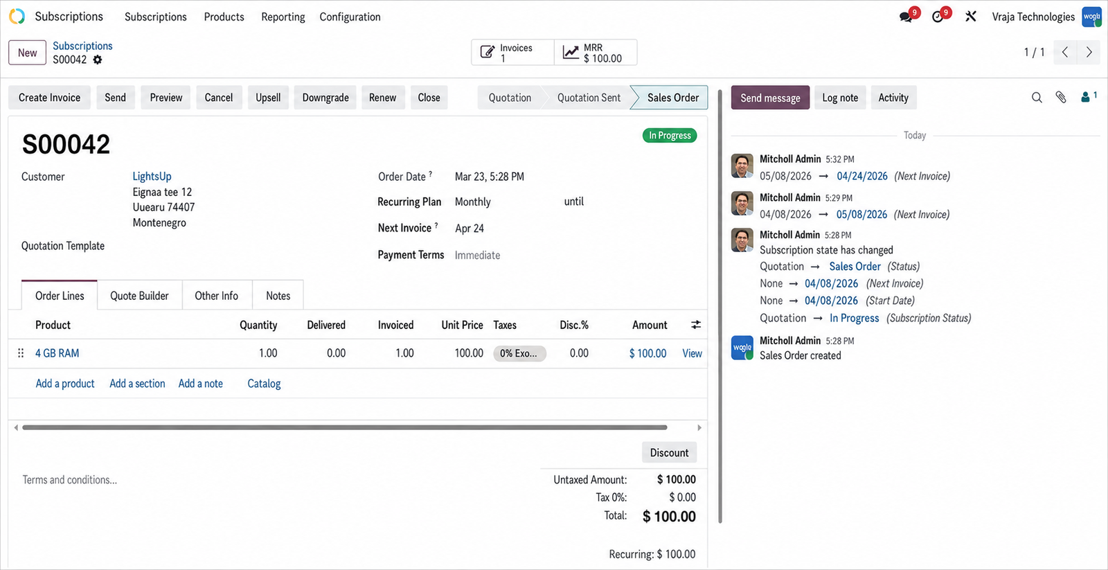 Create and activate the subscription