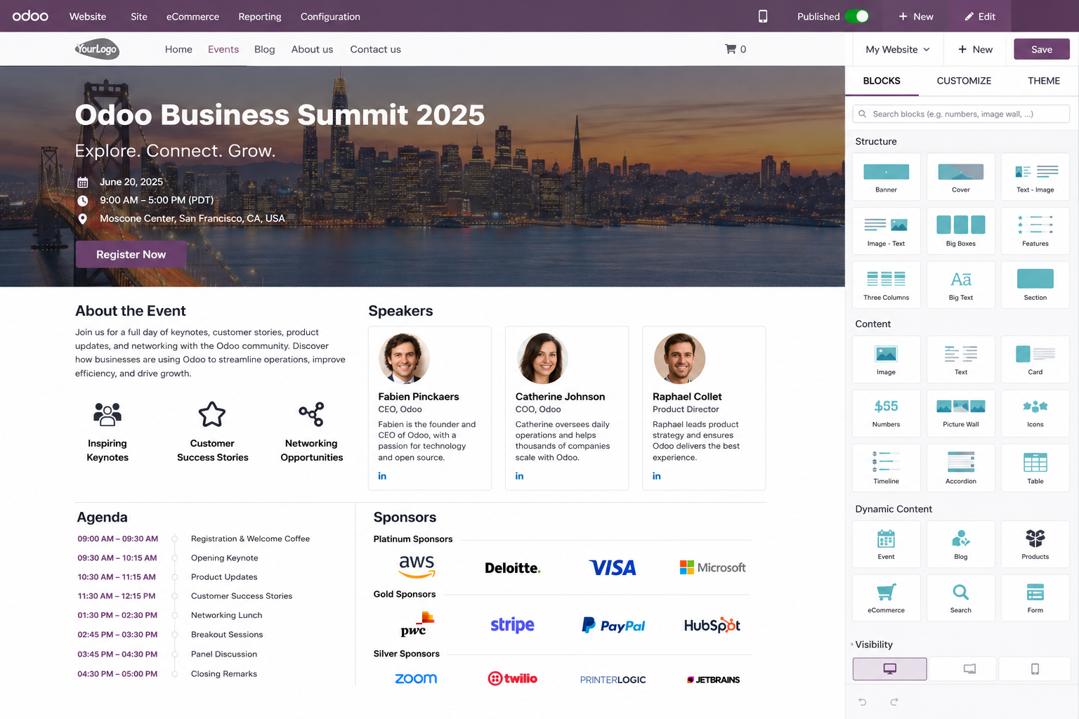 Customize the event page