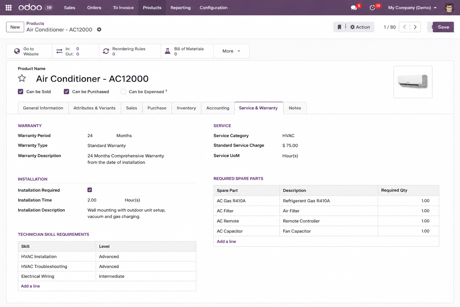 Product Setup in Odoo