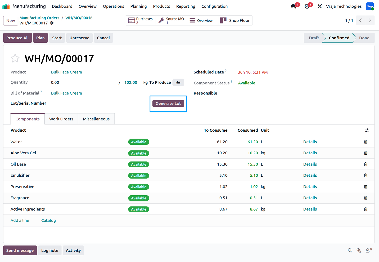Lot Consumption Barcode Workflow in Odoo