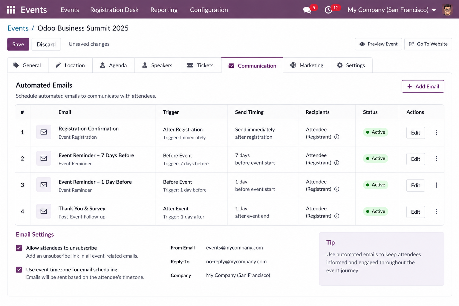 Set up email automations